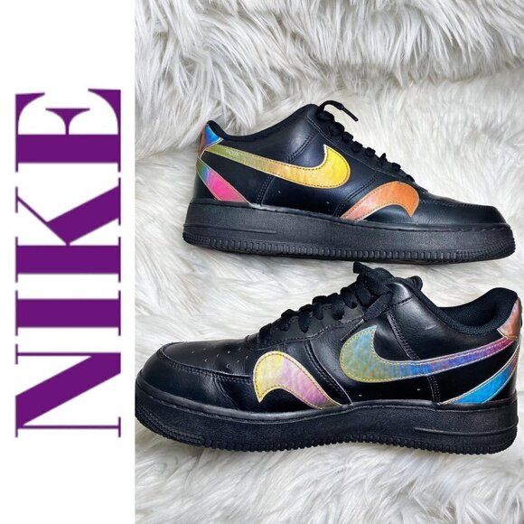 NIKE AIR FORCE 1 Misplaced Swoosh Low Top Black/Holo Multi Men, Size 9.5 - Picture 6 of 13